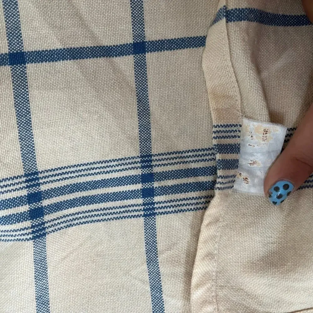 Blue Checkered Striped Square Tablecloth 50
